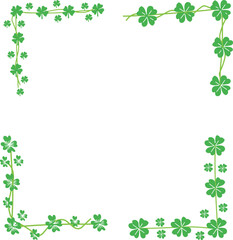 Decorative green clover leaf frame botanical vector illustration.