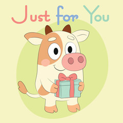 Just for You cute cow illustration