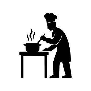 Shef cooking man silhouette icon vector illustration on white background