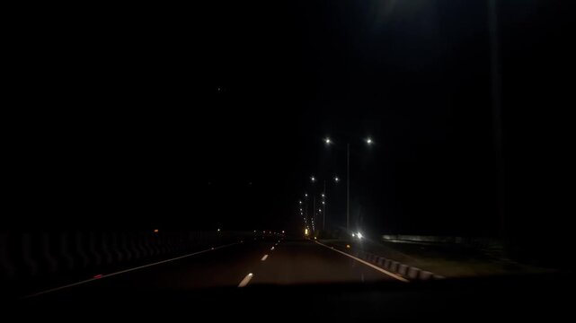 Night Drive Front View from the Car
