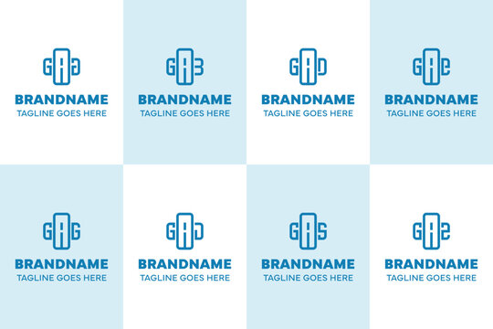 Letters GAA GAB GAD GAE GAG GAJ GAS GAZ Plus Logo Set, suitable for clinic, hospital, pharmacy, medical, or positive brand