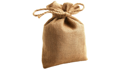A brown bag with a rope tied to it