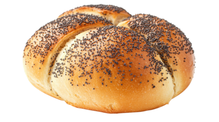 A pumpernickel bread with black seeds on top