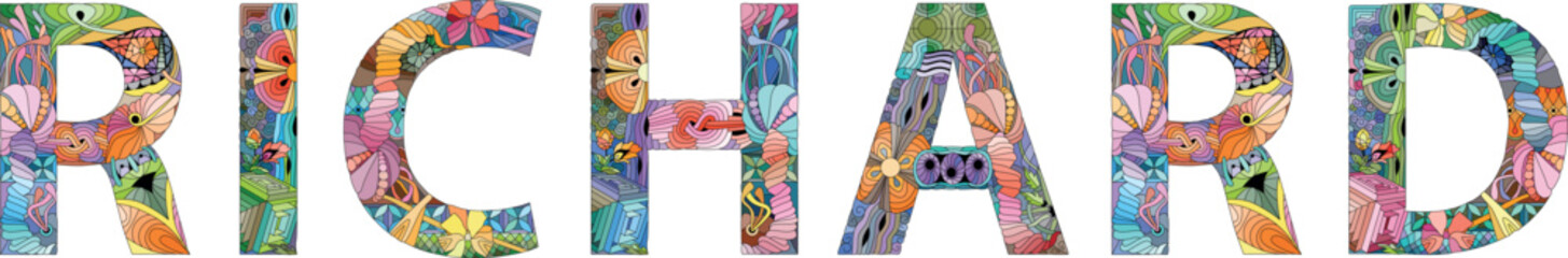 Male name RICHARD. Vector decorative object