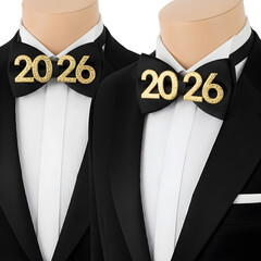 New Year Celebration Bow Ties isolated on transparent background