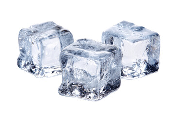 Fototapeta premium Three clear ice cubes clustered together