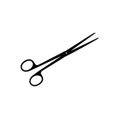 Surgical scissors medical instrument silhouette Vector illustration