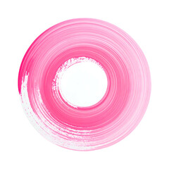 Circular pink paint brushstroke design, layered with varying translucence, on a black background