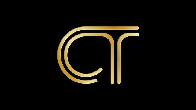Stylized lowercase C and T with reflections, connected by a single line. Idea for a logo, emblem, or creative design	