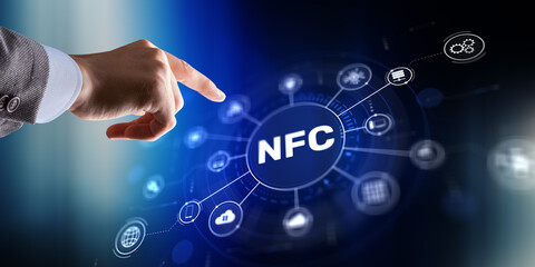 Fototapeta premium NFC technology for contactless payment data exchange and wireless communication between devices