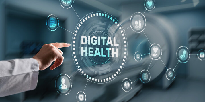 Digital Health concept with medical data and analytics on a futuristic screen interface - Powered by Adobe