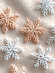 Embroidered snowflake pattern in off-white fabric showing fine details and craftsmanship in a creative setting