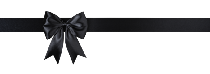 Black Bow Ribbon Isolated on White and Png Transparent Background