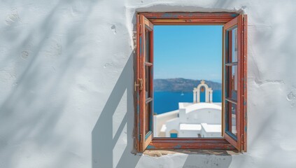 Obraz premium Colorful window with peeling paint, textured surface highlighting architectural neglect, Earth Day
