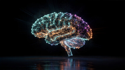 An intricate digital brain, glowing with interconnected nodes, representing advanced ai, neural networks, and cognitive technology's future.