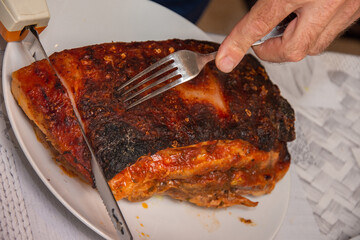 smoked pork loin with a pear honey glaze