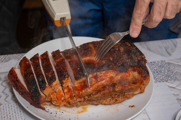 smoked pork loin with a pear honey glaze