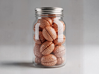 Brain candies in a glass jar for creative concepts