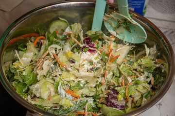 cucumber cabbage salad with spicy oil and mayonnaise sauce ,