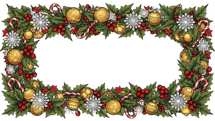 christmas frame with fir branches and cones