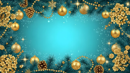 christmas background with golden balls