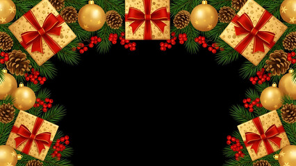 christmas background with gifts and decorations