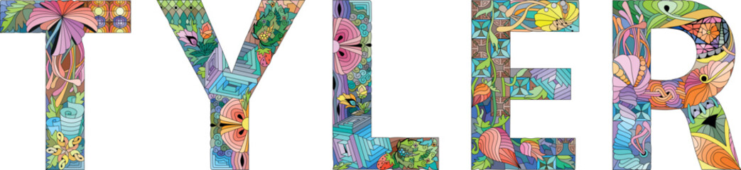 Male name TYLER. Vector decorative object