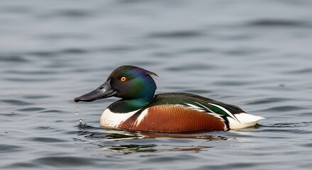 Obraz premium Shoveler Duck Swimming.