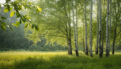 Gordijnen Berkenbos Birch tree grove in summer highlighting natural landscape features  © VirtualVista