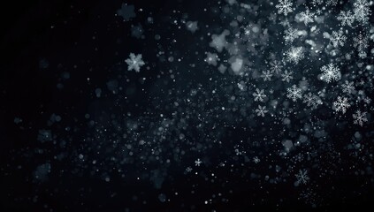 Obraz premium Snow in motion during a winter night, isolated on black for use as a textured backdrop or graphic element