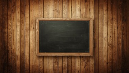 Wooden-framed blackboard against a wooden backdrop, serving as a teaching or presentation surface