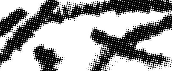 Monochrome printing raster, abstract vector halftone background. Abstract grunge grid polka dot halftone background pattern.