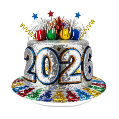 New Year Celebration Cake isolated on transparent background