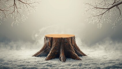 Sawn-off tree stump with layered wood textures mimicking urban skyline, ideal as UI backdrop or pattern