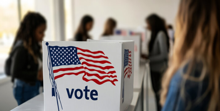  people casting their ballots at a polling station