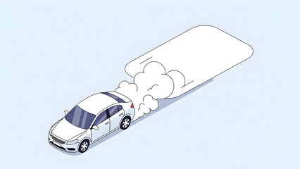 Car driving with smoke text placeholder illustration