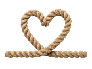 Heart shape made of rope isolated on transparent background