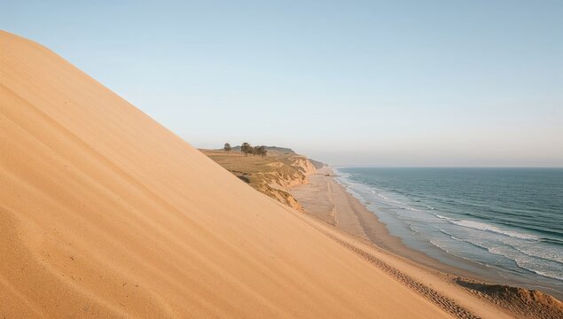 Sand dune in France, Dune du Pilat, the biggest in Europe, with a focus on erosion preservation