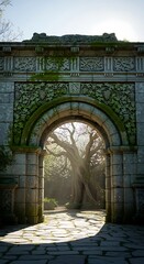 Stone Archway and Tree.
