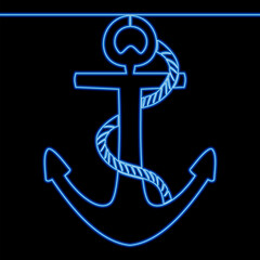 Large maritime anchor symbolizing stability and nautical strength icon neon glow vector illustration concept