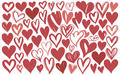 Collection of brush stroke heart shapes for valentines day creative designs