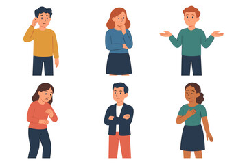 Fototapeta premium Diverse group of people expressing emotions in flat style