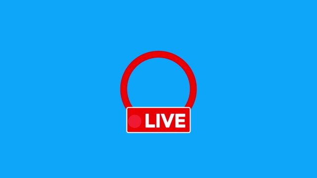 Animated Red Live Stream Indicator on Green background.animation online profil live stream for broadcast recording and live streaming.