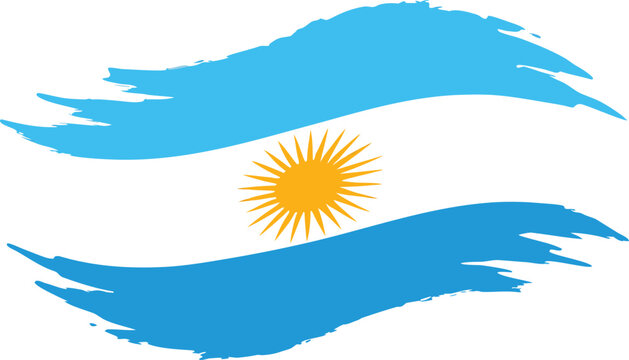 argentina flag with light blue brush strokes and sun emblem