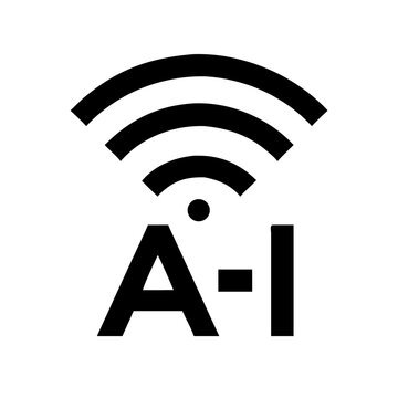 AI Wireless Network Icon - Artificial Intelligence Wifi Signal Vector Outline