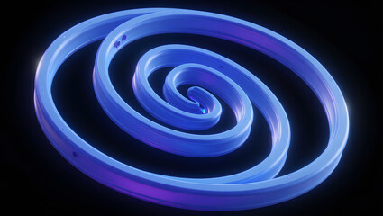 The image displays a spiral-shaped light tube with multiple layers, resembling a blue fire or a vortex-like formation.