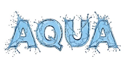 Aqua Water Splash Text.