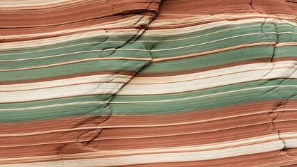 An abstract colorful background of blue, yellow, and green textures featuring a stacked pile of old paper documents and magazine pages for a business information pattern