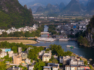 The Mountain Landscape in Yangshuo at Guilin