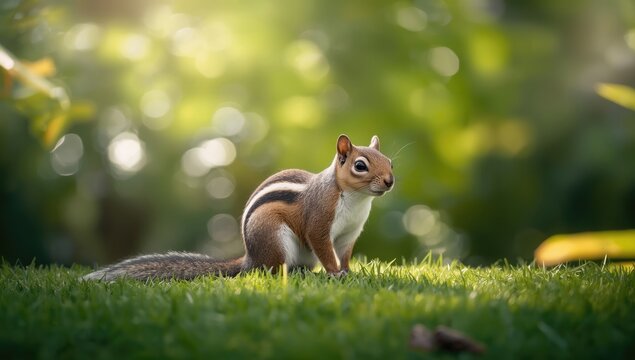 Three-striped palm squirrel resting among vibrant greenery, highlighting urban biodiversity